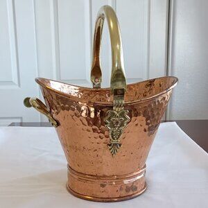 Heavy Copper with Brass Accents Helmet Coal Scuttle